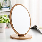 韩国简约台式化妆镜便携梳妆镜子实木色随身美容镜欧式合页折叠镜