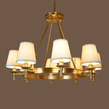 欧式现代小美式全铜灯客厅大气灯具厚重简洁纯铜吊灯