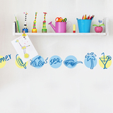 海洋浴室卫生间儿童画海底腰线地中海风格墙贴纸贴画自粘壁纸创意