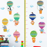 可移除墙贴 动物热气球 客厅儿童房卧室量身高贴纸幼儿园贴画