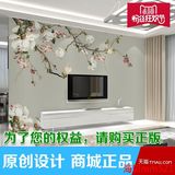 中式玉兰壁纸 电视墙壁画 无缝壁画 电视背景墙壁纸 简约墙纸壁画