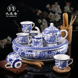DH景德镇青花瓷茶具套装功夫茶具整套下午茶陶瓷家用茶壶茶杯茶盘