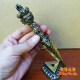 佛教尼泊尔工艺铜合金普巴金刚撅三面普巴 金刚杵降魔 大号高17cm