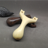 木雕黄杨檀木反曲弹弓纯手工制作圆皮筋自绑式弹弓传统玩具