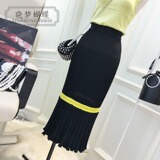 2016夏装款韩版纯色复古弹力修身针织荷叶包臀鱼尾裙半身裙中长款