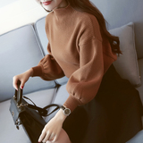 2016韩版纯色半高领显瘦针织衫宽松蝙蝠袖套头毛衣女潮短款羊绒衫