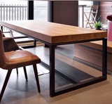 美式LOFT实木餐桌西餐厅长方桌咖啡桌星巴克餐台餐饮桌椅组合特价