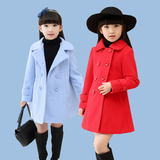 最新冬季女童夹棉羊毛妮子大衣双排扣中大童外套保暖修身工厂直销
