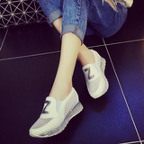 韩版镂空一脚蹬女鞋春夏时尚休闲低帮厚底气垫运动鞋透气坡跟单鞋
