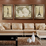 书房装饰画办公室挂画组合墙壁式沙发客厅背景画世界地图大画