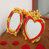 红妆阁 结婚用品陪嫁镜子红色新娘嫁妆创意婚庆台式化妆镜梳妆镜