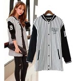 2016春季新款女装韩版中长款休闲学生棒球服开衫学生运动套装