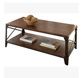 美式乡村铁艺休闲桌 复古做旧茶几边桌 创意简约方形实木桌子