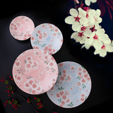 日本进口樱花陶瓷餐具盘子家用创意点心碟子浮雕彩绘盘菜盘饺子盘