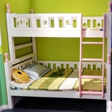 芬兰松木儿童床1.5子母床上下铺 实木双层床高低床韩式白色地中海