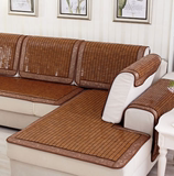 j夏季客厅实木椅垫麻将凉席沙发垫三人海绵坐垫带靠背简约