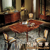 美式贴木皮餐厅四人早餐桌别墅客厅休闲桌子可定做实木雕花家具