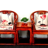 亚麻加厚中国风古典家具坐垫套中式餐椅垫红木椅子太师椅坐垫荷花