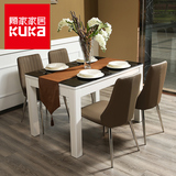 顾家 长方形钢化玻璃餐桌椅 家用可伸缩餐台饭桌组合PT1527T+(Y)
