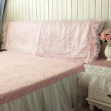 韩式夹棉纯色公主风格皮床床头罩床头套蕾丝网纱 定制1.8床靠背罩