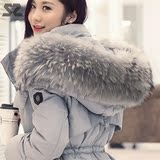 香港代购韩国SZ欧洲站新款修身羽绒服中长款女款收腰貉子毛领外套