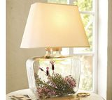 美式乡村简约创意方形玻璃台灯 欧式现代田园温馨卧室床头客厅灯