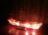 ◥◣英英礼品◢◤ 奋进号电动带灯训练帆船模型 拼装航模套材
