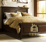 美式乡村实木床 欧式地中海风格实木橡木双人床 新婚床家具定做