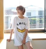 韩国直邮Clicknfunny官网正品代购 时尚可爱香蕉长款T恤