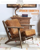 LOFT美式乡村复古做旧工业风格餐椅 榆木实木带坐垫办公椅带扶手
