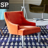 欧式北欧宜家简约美式后现代古典实木布艺餐椅拉扣休闲单人沙发椅