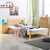 现代实木床松木床单人床1.2米1.5双人床男孩女孩木板床卧室儿童床