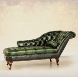 美式沙发新古典皮艺拉扣贵妃椅休闲沙发椅小户型双人贵妃卧室沙发