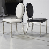 现代不锈钢餐椅家用欧式黑白色皮布椅子简约金属休闲座椅酒店家具