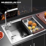 Nuberlin纽柏林2016不锈钢厨房洗碗单槽手工带配件带龙头水槽套餐