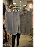韩国东大门直邮代购女装Lavender 左/右色新品条纹胸兜长袖衬衫