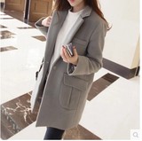 2016秋冬新款韩版正品毛呢上衣长袖外套修身呢子大衣女中长款加厚