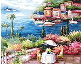 大幅包邮数字油画40*50度假DIY海边别墅风景客厅卧室壁画装饰画