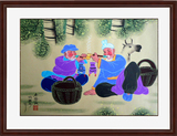 中国户县著名农民画家白绪号代表作品《老哥俩》