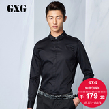 GXG男装 正品秋季新品 男士时尚黑色镶钻翻领长袖衬衫#43103211
