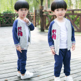 男童套装春秋装新款运动两件套纯棉卫衣开衫韩版外套1-2-3-4-5岁