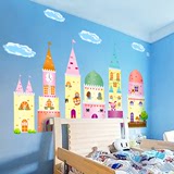 卡通幼儿园装饰墙贴彩色装饰客厅卧室沙发背景墙贴大城堡教室布置
