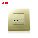 瑞士ABB 开关插座 由悦香槟金双口USB充电插座AG29344-PGPG