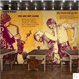 复古怀旧餐厅酒吧ktv办公室咖啡厅壁纸青春个性艺术墙纸大型壁画