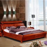 实木床中式实木高箱床实木双人床带两个床头柜本款床为不带床垫款