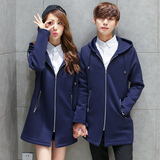 新款春季韩版修身情侣学生外套中长款太空棉夹克套男女韩版情侣装