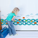 防水踢脚线墙贴纸自粘腰线贴墙壁贴画装饰创意小鱼抽象幼儿园卡通