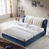 可拆洗布艺床1.5/1.8米双人床婚床/小户型软包布床气动高箱储物床