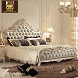 欧式真皮美式实木雕刻双人床橡木真皮大床1.8米婚床卧室家具配套