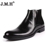 JMH/简·美惠欧版英伦牛皮男靴真皮皮靴男士短靴商务正装高帮皮鞋